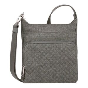 TRAVELON RFID ANTI-THEFT SECURITY Boho Slim Quilted Crossbody Bag Gray